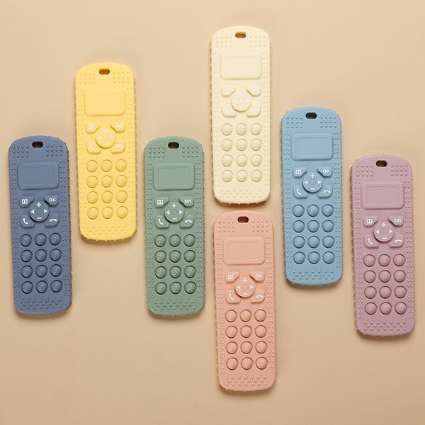 Brinquedos de dentição para telefone de bebê Mordedores em forma de telefone celular sem BPA Brinquedo de mastigação sensorial de silicone de grau alimentício para bebê menino menina