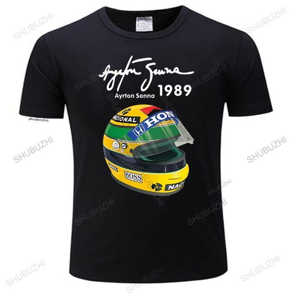 Jeans Mens Ayrton Senna Capacete Camisetas 1 Corrida 1989 Homens Camisetas de Algodão para Venda Camiseta Frete Grátis Moda Teeshirt Homme Tops