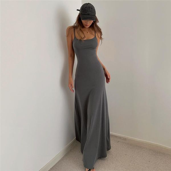 Anzüge Frau Casual Hosenträger Schwarz Kleid Ärmellose Streetwear Urlaub Partei Koreanische Mode Sexy Langen Rock Sommer Einfarbig Kleidung