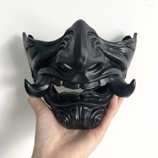 Suprimentos para festas Prajna Demon Devil Mask Cosplay Oni Samurai Ghost Scary Horror Resin Face Masks Adulto Unissex Halloween Prop Accessories