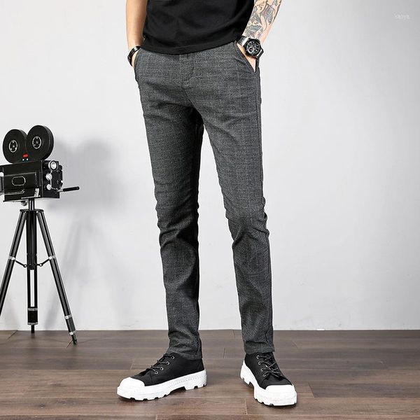 Männer Hosen 2023 Männer Casual Elastische Lange Hosen Männliche Baumwolle Streifen Gerade Grau Arbeitshose Herbst Winter Große Größe 28-38