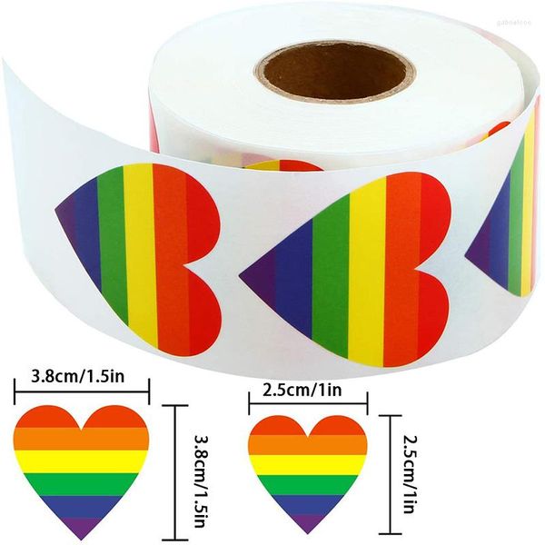 Geschenkpapier, 500 Stück, Gay Pride, gestreifte Liebe, Regenbogen-Herzband, Valentinstag-Aufkleber, unterstützt das LGBT-Spreizband