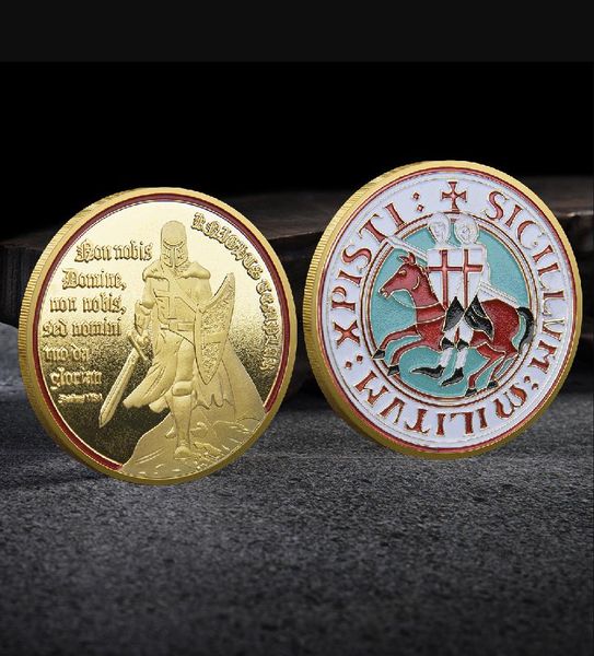 Artes e Ofícios Armadura folheada a ouro e prata relevo tridimensional impressão a cores medalha comemorativa coleção moeda