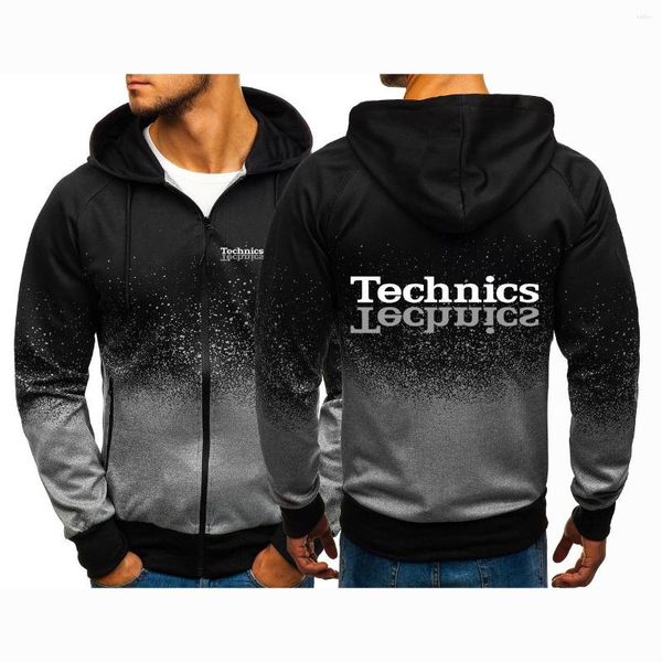 Moletons masculinos Technics 2023 Dj 1200 Turntable Music Gradient Coats Harajuku Zipper Pullover Sweatshirts Cotton Tops Clothing