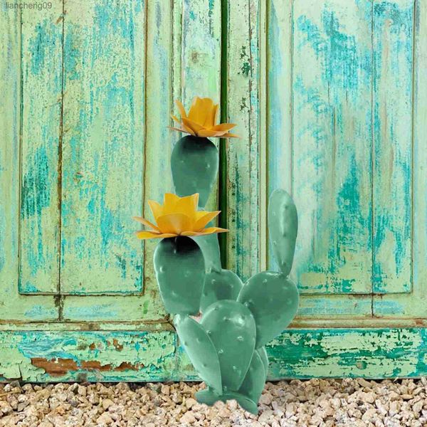 Fai da te Cactus Scultura antica Simulazione Nordic 25CM Metallo Pianta di cactus Giardino Cortile Decorazione artistica Statua Decorazione da giardino Dropship L230620