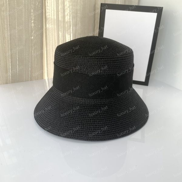 23SS Sommer Designer Strohhut Luxus Gentleman Kappe Breite Krempe Hüte Eimer Hüte Schwarz Weiß Herren und Damen Sonnenhut Buchstabe G