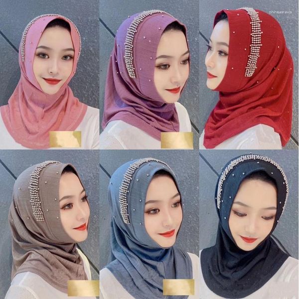 Roupa étnica Elegante Dubai Feminina Frisada Turbante Moda Muçulmana Chapéu Interno Queda de Cabelo Boné Festa Touca Islâmica Bonnet Wrap Xale