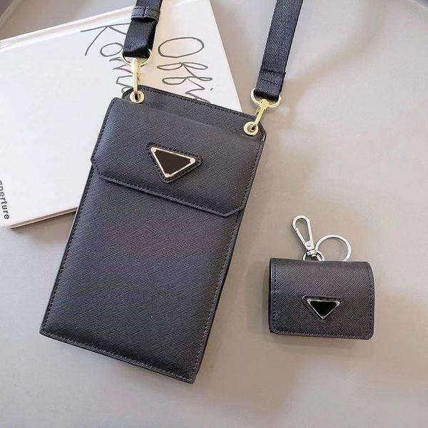 Universal Designer Crossbody Bag Cüzdan Telefon Kulaklık Kılıf Kiti Apple iPhone 15 14 Pro Max Samsung Galaxy S24 Not 20 Ultra 5G Lüks Arka Kart Cep Tutucu Siyah