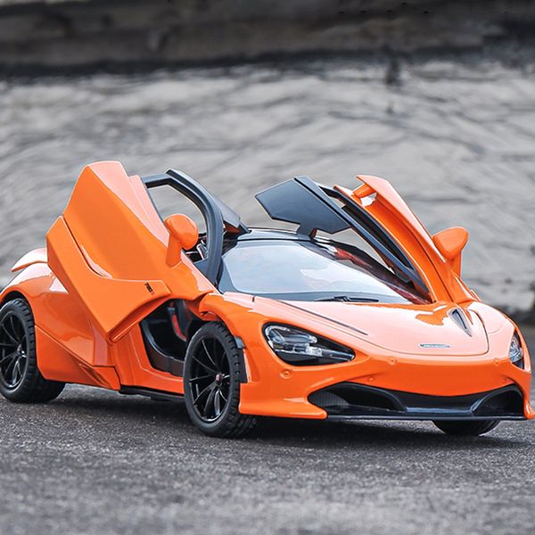 Aircraft Modle 1 24 McLaren 720S Spider Alloy Sports Car Model Diecast Sound Super Racing Sollevamento ruota di coda per i regali dei bambini 230710