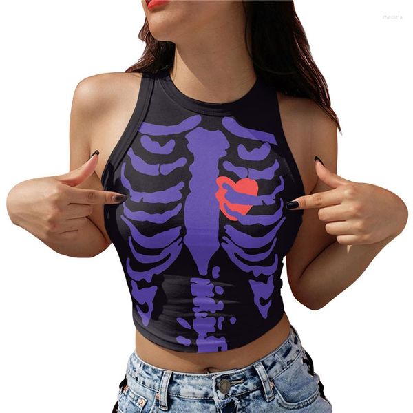 Serbatoi da donna Xingqing Witch Crop Top Mall Goth Y2k Donna Stampa grafica Girocollo senza maniche Cyber Punk Abbigliamento Baby Tees Streetwear