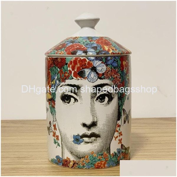 Castiçais Estilo Flor Borboleta Menina Rosto Decorativo Jar Titular Maquiagem Caneta Jóias Caixa De Armazenamento Com Tampa Cerâmica Artesanato 3 Dhrmz