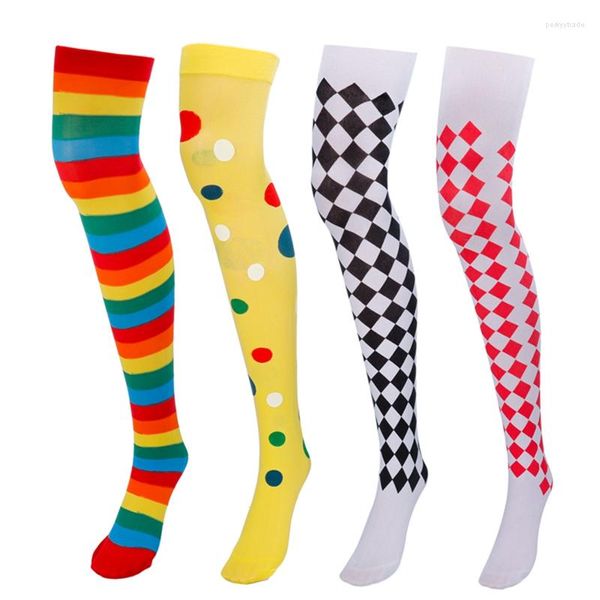 Frauen Socken Erwachsene Mädchen Halloween Kostüme Cosplay Zubehör Strümpfe Schwarz Weiß Streifen Clown Nonne Fledermaus Druck