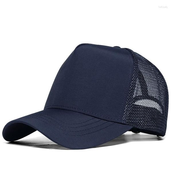 Bonés de bola 2023 preto cinza azul marinho malha de poliéster chapéu de sol masculino ao ar livre Truker boné cabeça grande homem plus size baseball 55-60cm 60-65cm