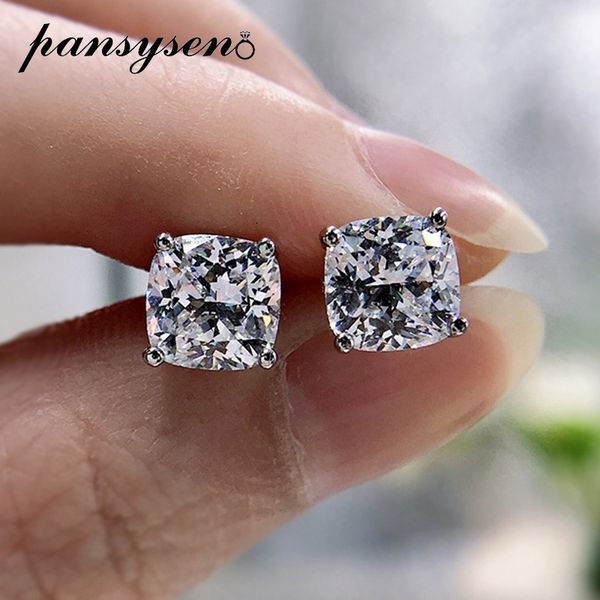 Stud PANSYSEN Sparkling 925 Sterling Silver 7MM Diamanti simulati Wedding Engagement Orecchini Fine Jewelry Wholesale 230710