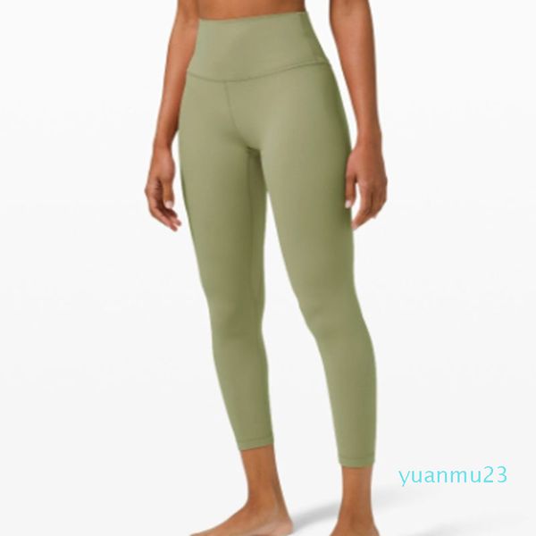 Pantaloni da donna New Lu Yoga Pantaloni da fitness a gamba lunga a vita alta nudi con sollevamento dell'anca e pantaloni da yoga sportivi con bordo anti arricciatura Yoga Outfit LL