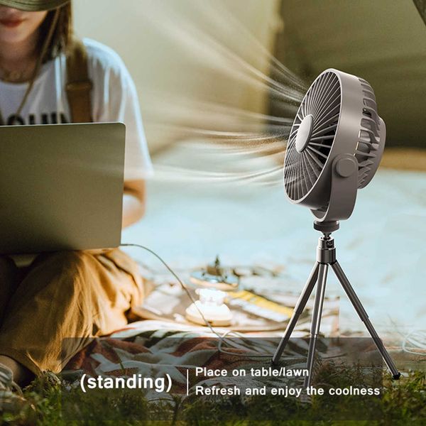 Ventiladores elétricos Controle Remoto Mesa de Chão Refrigerador de Ar Mini Ventilador de Teto Portátil 360 Rotação Vento de 3 Velocidades Sem Fio para Camping Home Night Light