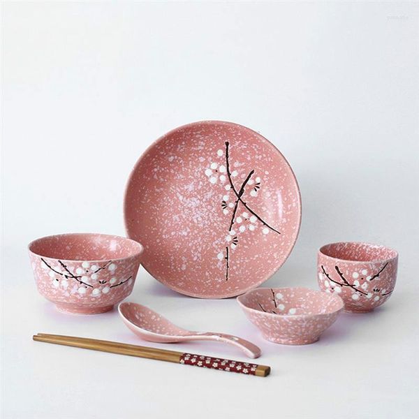 Geschirr-Sets im japanischen Stil, Keramik-Geschirr-Set, Haushaltsbesteck, kreativ (Rosa). Rabatt
