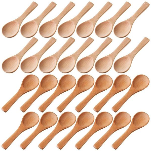 Set di stoviglie Piccoli cucchiai di legno Mini degustazione Condimenti Sale per la cucina Olio per condimento Caffè Tè Zucchero 30 pezzi