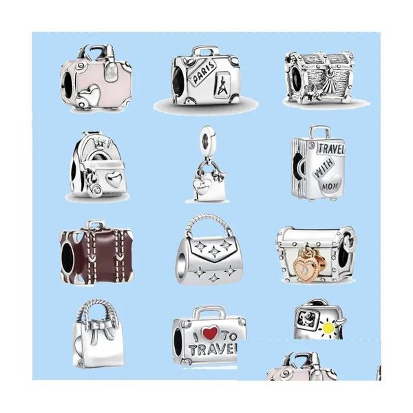 Car Dvr Pendenti 925 Sterling Sier Charms per gioielli che fanno Pandora Beads Commercio all'ingrosso Cassa del tesoro Zaino Ciondolo Valigia Bead Dro Dhgs2