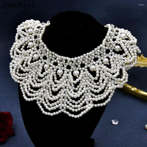 Catene JaneVini Splendido girocollo di perle Collane da donna Colletto di perline Gioielli per il corpo Accessori per collana a strati con catena clavica da sposa