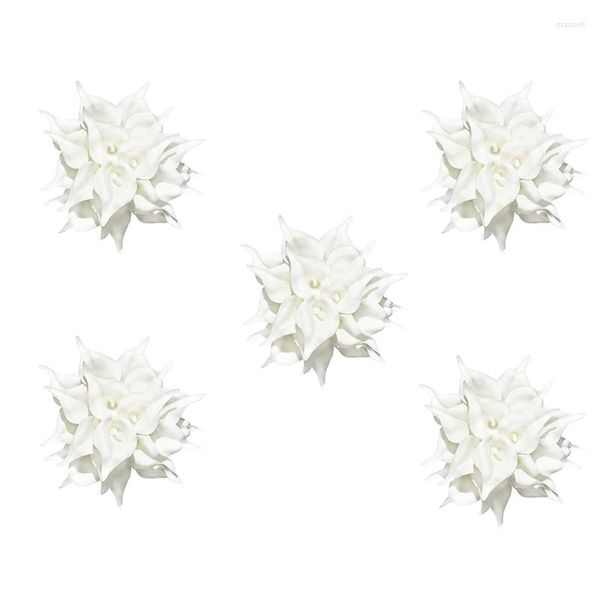 Dekoratif Çiçekler 100 PCS Yapay Beyaz Calla Lily Ev Mutfak Dekorasyonu için Yumuşak Lateks Malzemeler
