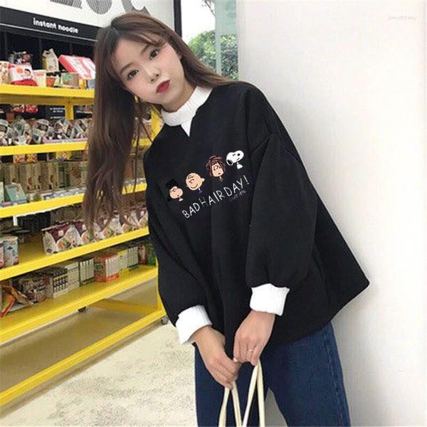 Moletons Femininos Moda Feminina Tops Outono Senhoras Kawaii Estudantes Moletom Roupas Jumpers Cute Girls Coreano Streetwear