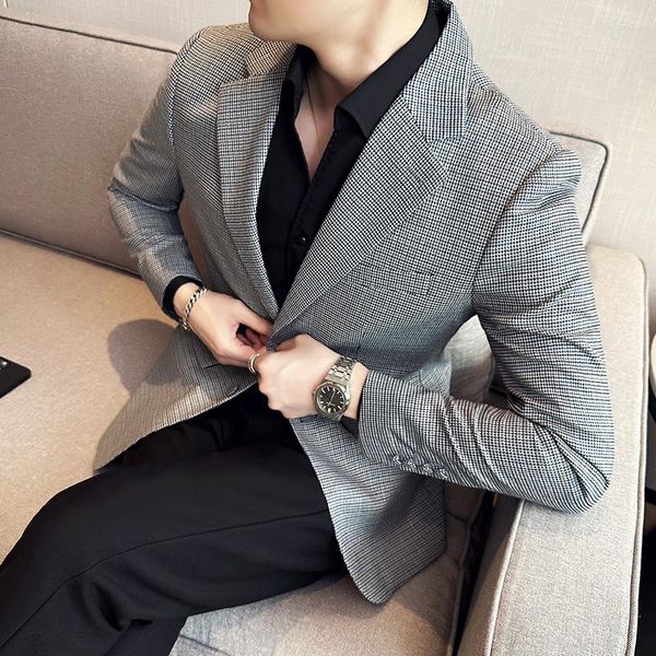 Мужские костюмы высококачественная куртка для хвостовой стадии мужчина Slim Fit Casual Blazers Одежда Social Wedding Sward Press Heal 2023