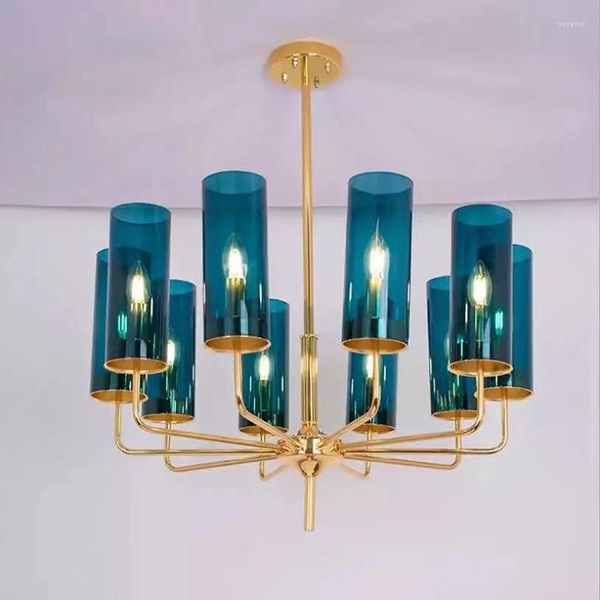 Lampade a sospensione Lampadario in vetro di lusso moderno nordico illuminazione 6 teste 8 15 blu cognac soggiorno camera da letto da pranzo