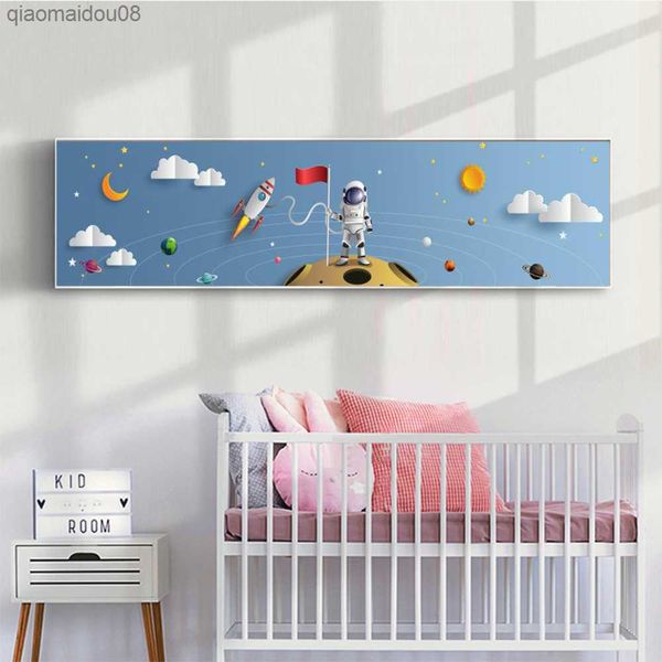 Astronauta Pintura em tela Cosmic Planets Poster Viagem espacial Imagens de parede para meninos e meninas Sala de estar Decoração de casa L230704