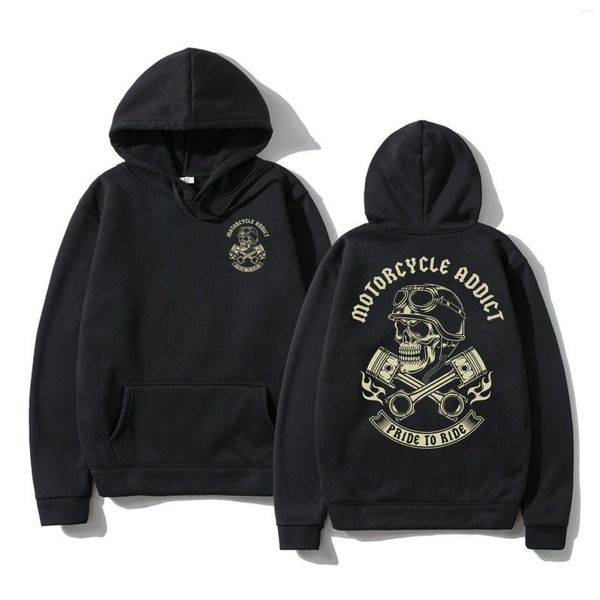 Herren Hoodies Männer Motorrad Addict Biker Chopper Bobber Motard Schädel Mccotton Klassische Hoodie Sweatshirts Grafik Unisex M-5XL