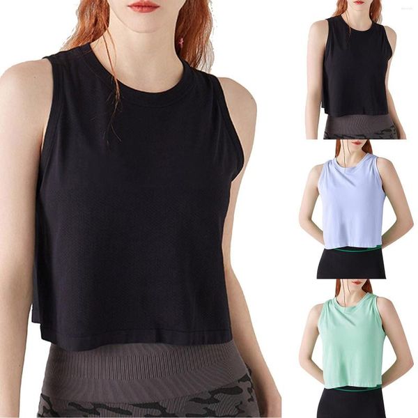 Damen-Tanktop mit tiefem Ausschnitt, ärmelloses Sport-Top mit hängendem Hals, fließendes Hemd, kurzes Unterhemd, Muskel-Tanktop