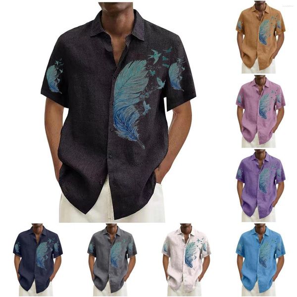 Camisas casuais masculinas camiseta despojada e estilosa com estampa masculina manga curta fica para roupas de verão
