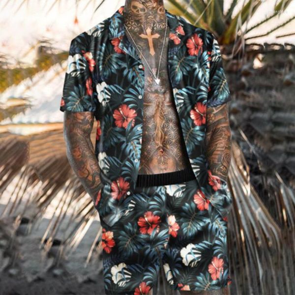 Agasalhos masculinos 2023 Beach Party Tide Cool Summer Shirt Terno Moda Casual Impressão 3D Conjunto de duas peças confortável multicolorido