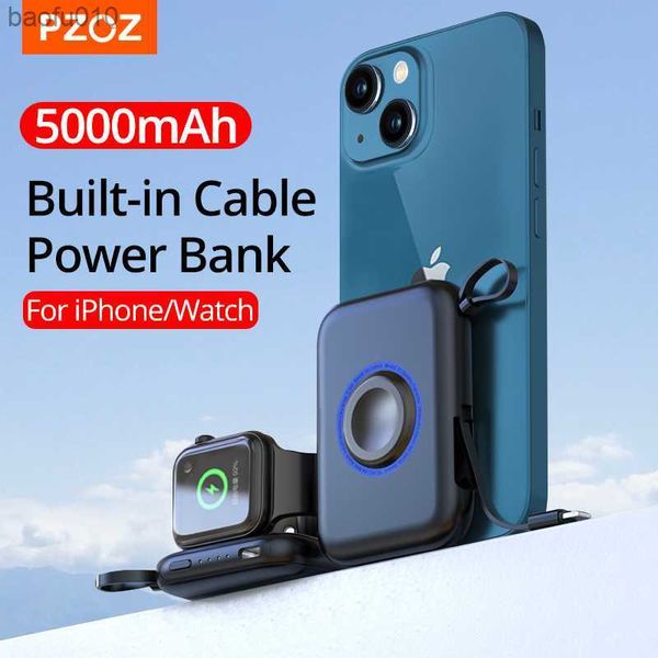 PZOZ PowerBank Magnetic Mini Power Bank 5000mAh per Apple Watch Caricabatterie wireless Ricarica rapida portatile per iPhone serie iWatch