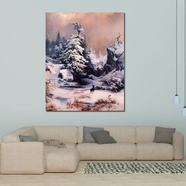 Hochwertige zeitgenössische Leinwandkunst „Winter in den Rockies“, handgefertigtes impressionistisches Gemälde, perfekte Wanddekoration für das Wohnzimmer