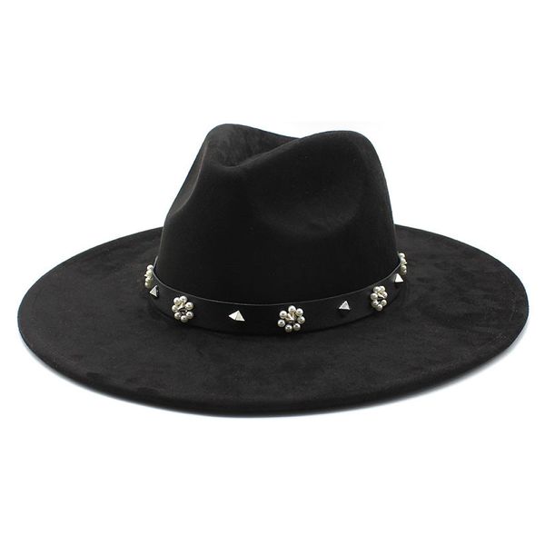 Новая замша 9,5 см шириной шляпа Brim Fedora для женщин Церковь Jazz Hats Свадебное платье платье