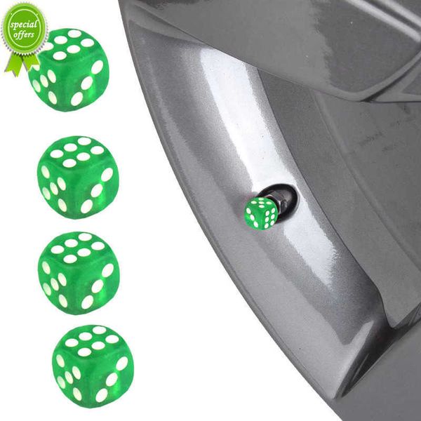 4 pçs tampas de haste de válvula de estilo dados tampas de válvula de pneu de bicicleta de carro motocicleta capas de decoração de porta de ar de poeira acessórios verdes transparentes
