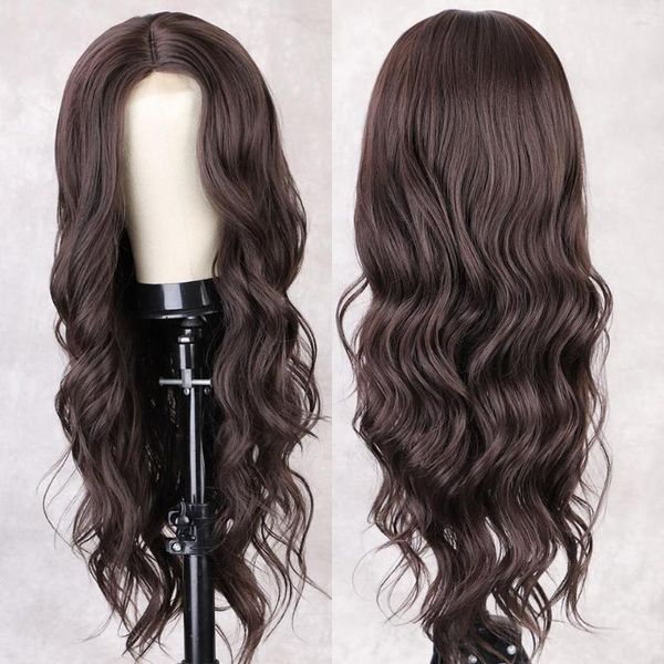 Parrucche sintetiche I's A Wig For Women Marrone Ondulato lungo Resistenza alle alte temperature Parte centrale Nero Rosso Biondo