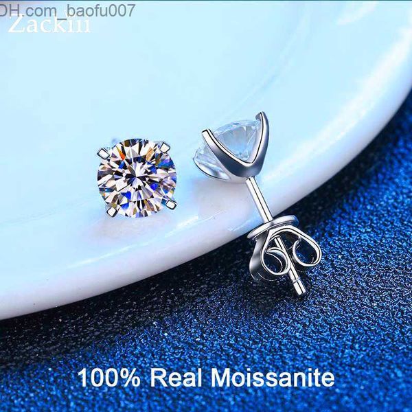 Charm Real 0.4-4 carat Moissanite Orecchini da uomo Solid 925 Sterling Silver Card Orecchini con diamanti rotondi Z230713