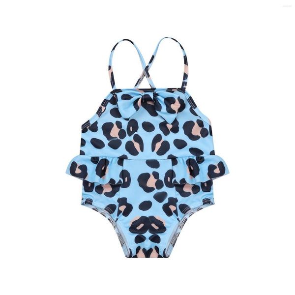 Completi di abbigliamento Baby Girls One Piece Bikini Leopard Print Bowknot Tute senza maniche 3 colori Abiti