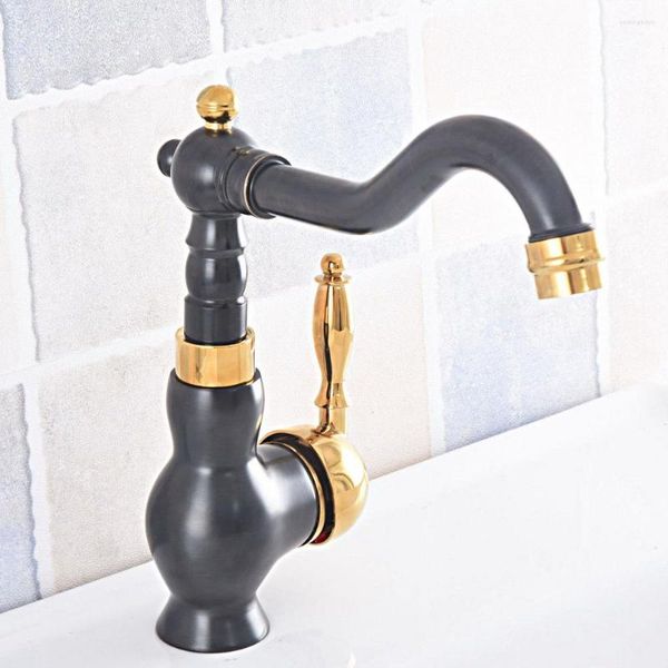 Rubinetti per lavabo da bagno Colore oro nero Bocca girevole in ottone Maniglia singola Leva Cucina Wet Bar Miscelatore per vaso Miscelatore monoforo Asf791