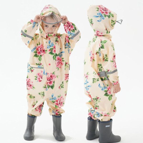 Casaco unissex infantil estampado floral manga comprida jaquetas com capuz impermeável capa de chuva para criança infantil bebê meninas meninos poncho #g4