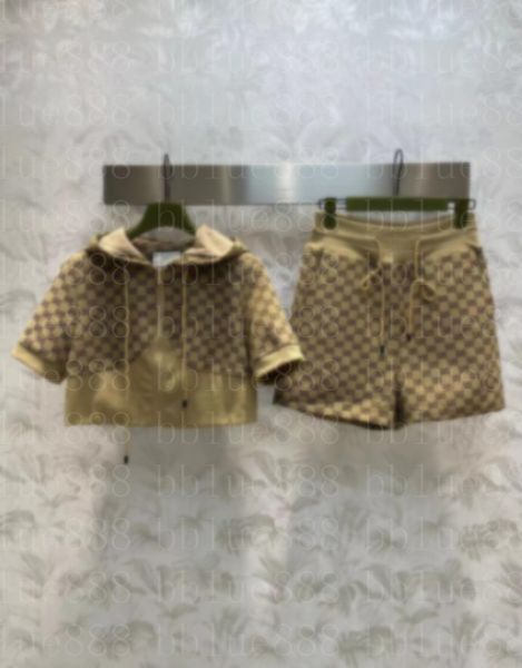 Kadınların Trailsuits Kapşonlu Kısa Kollu Jacquard Top Drawstring Yüksek Bel Şortları H ooded Kısa Uyum Yüksek Bel S Horts Süper İnce ve Çok Yönlü 623