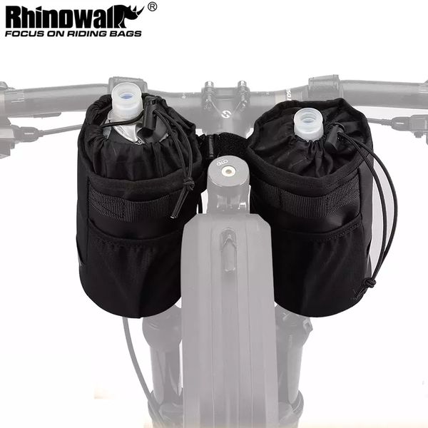 Borse laterali Borse Borsa per bicicletta Rhinowalk Borsa per borraccia da ciclismo MTB Borsa per bollitore isolata per bici Manubrio da equitazione 1pc o 2pcs Accessori 230711