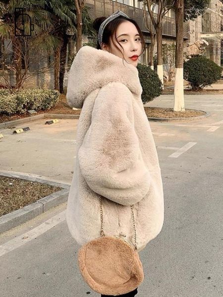 Frauen Jacken Mode Weibliche Winter Dicke Warme Mit Kapuze Faux Pelzmantel Frauen Flauschigen Oversize Lose Parka Casual Hohe Qualität jacke