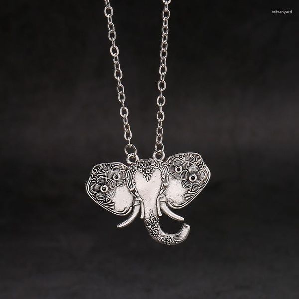 Подвесные ожерелья богемская ложка Слонное колье винтажное серебряное цвет женщин очарование цепочки