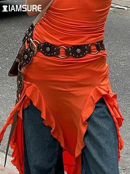 Cinture IAMSURE Cintura in pelle PU vintage Streeetwear Fibbia in metallo Y2K Punk Gonne da esterno da donna Jeans Pantaloni Cintura decorativa Lady