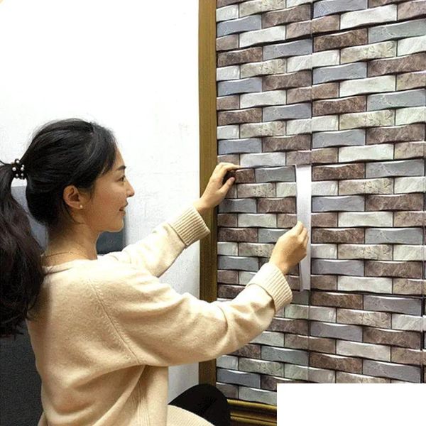 Adesivi murali 3D Pvc Adesivo per piastrelle autoadesive Home Decor Ers per cucina Armadio Bagno Carta da parati Carta da parati impermeabile Drop Dh7D3