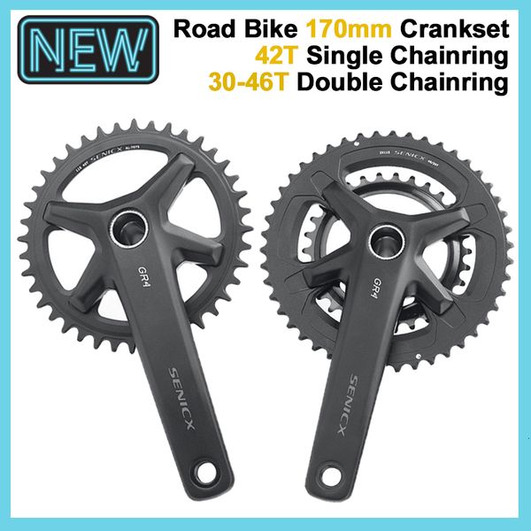 Rodas livres da bicicleta Chainwheels 170mm Bicycle Crank 110 BCD Chainring 42T 30-46T Single Double Chainwheel 24mm Para Gravel Bicycle Crankset Road Bike Parts 230712