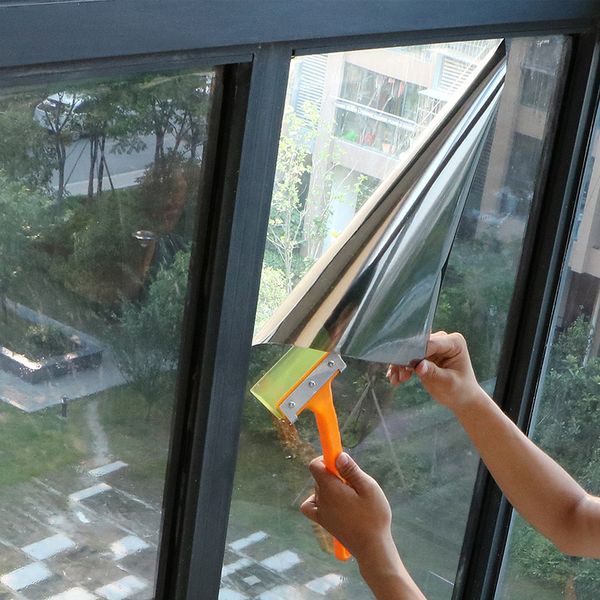 Fensterfolie, Einweg-Spiegel, reflektierend, Buntglas-Vinyl, selbstklebend, solarbetrieben, für den Hausbau, Wärmeregulierungsaufkleber 230711